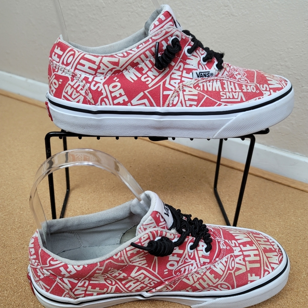 VANS Authentic youth Sneakers red white Size 2 youth Skateboard Shoes - Picture 4 of 6
